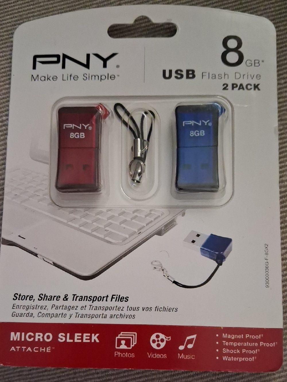 PNY 8GB USB Flash Drive 2-Pack - Red & Blue